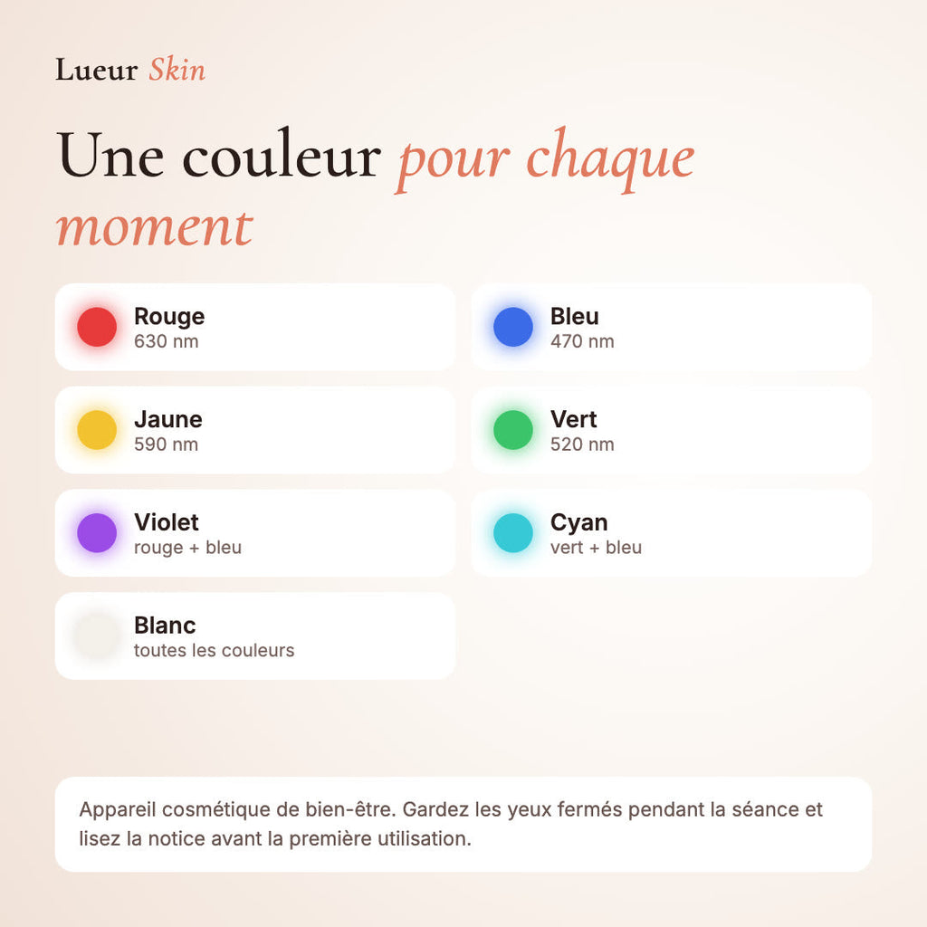 Lueur Essentiel · Masque LED visage et cou