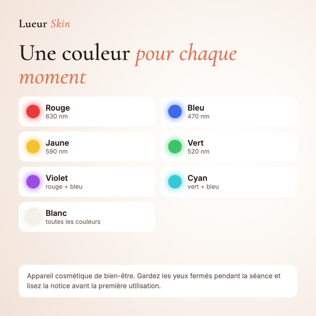 Lueur Essentiel · Masque LED visage et cou