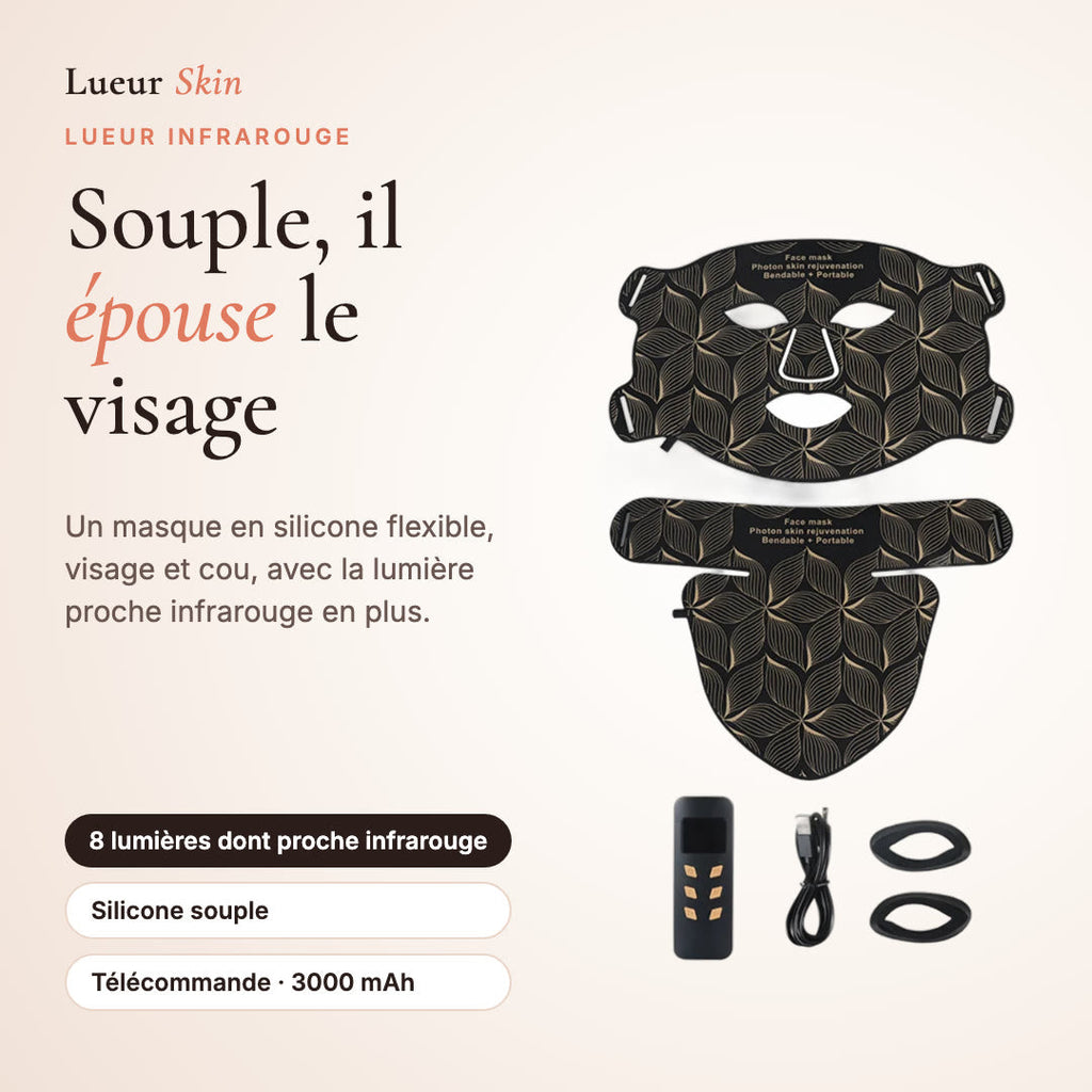 Lueur Infrarouge · Masque LED souple visage et cou