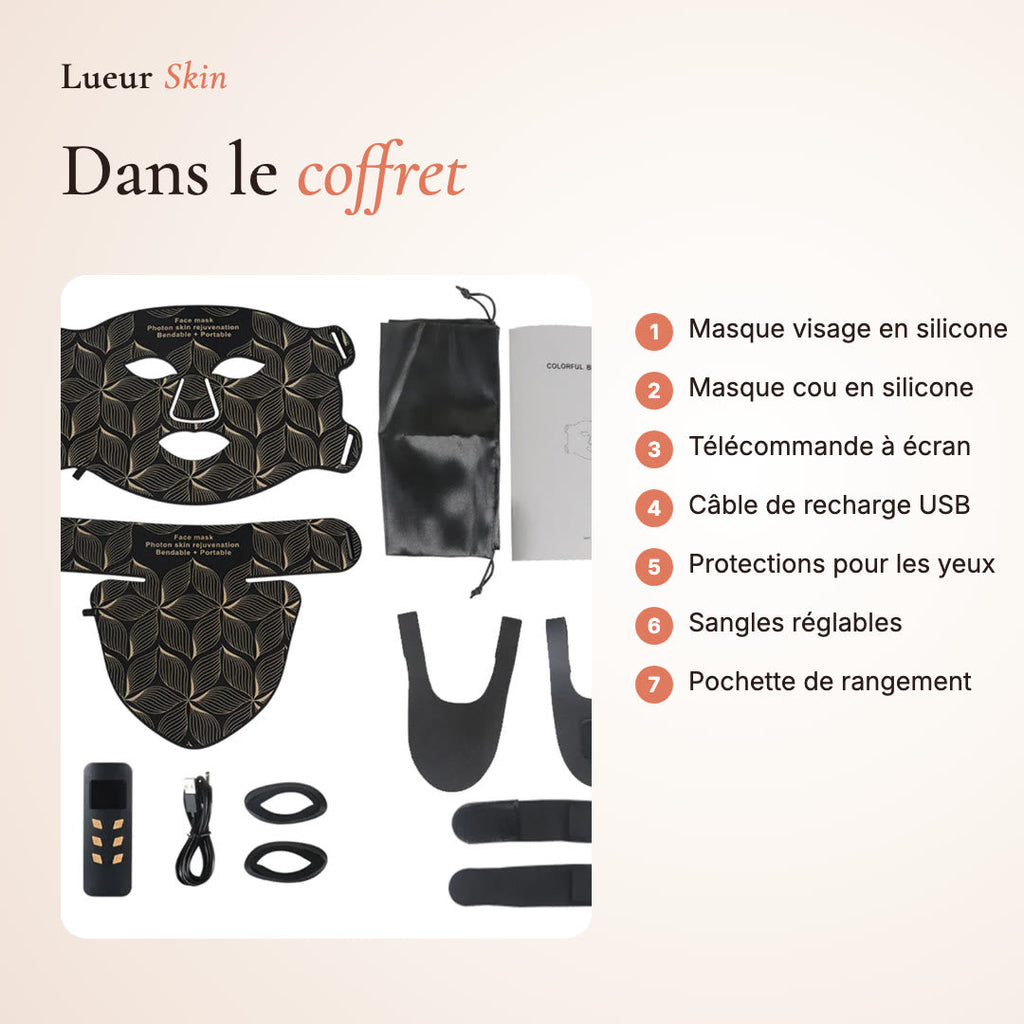 Lueur Infrarouge · Masque LED souple visage et cou