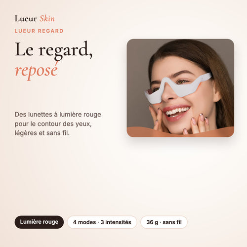 Lueur Regard · Lunettes lumière rouge contour des yeux